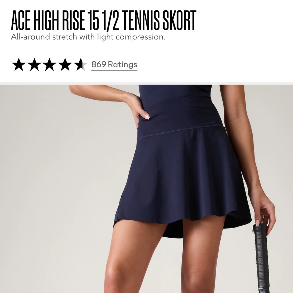 Athleta ace tennis skirt 15 1/2” Navy